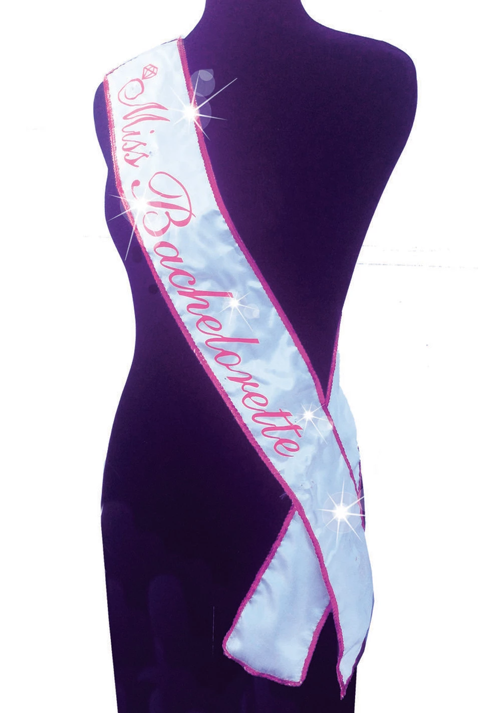 Little Genie Miss Bachelorette Flashing Sash - White 1 Little Genie Miss Bachelorette Flashing Sash - White
