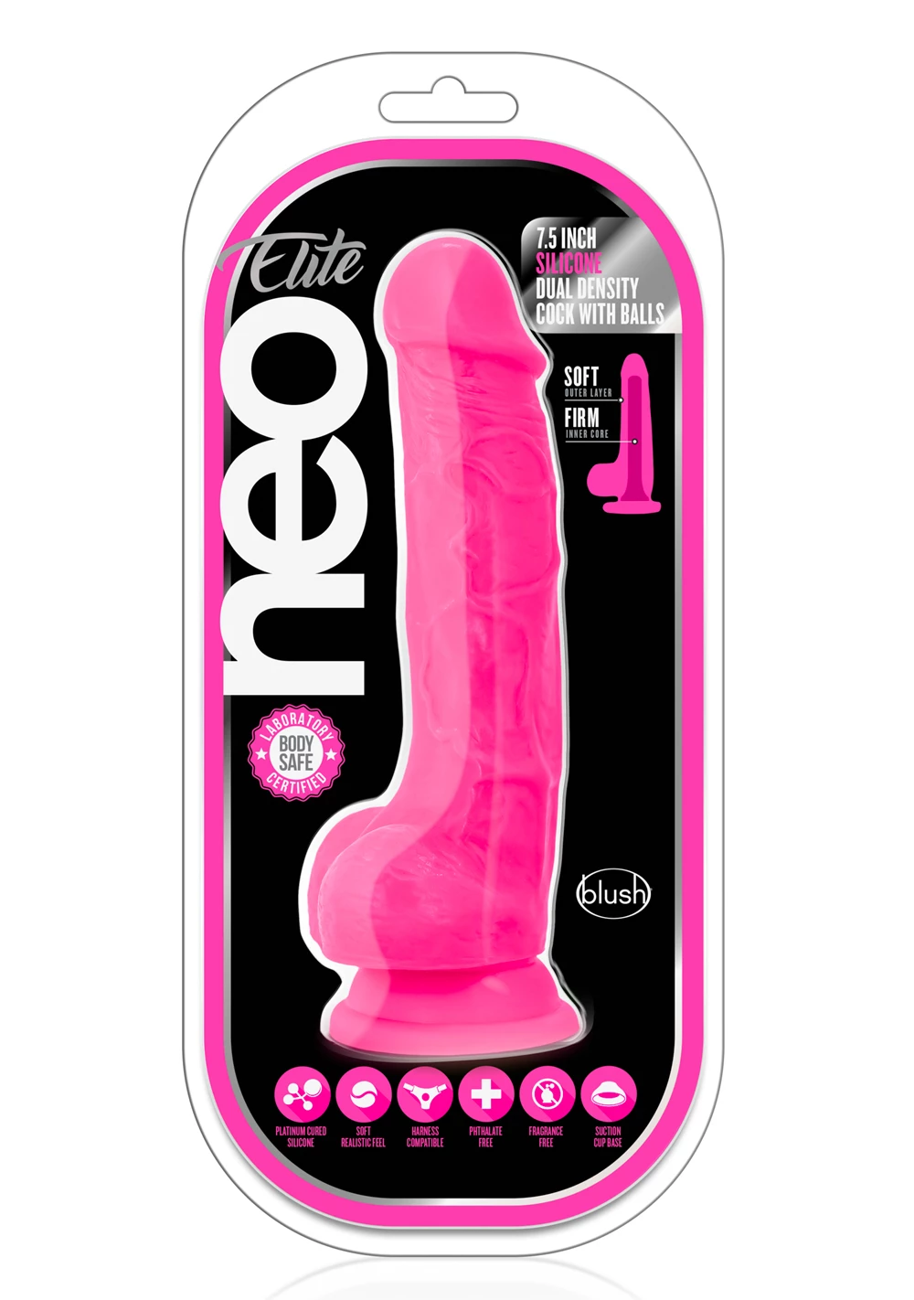 Blush Neo Elite - 7.5" Silicone Dual Density Dildo With Balls 4 Blush Neo Elite - 7.5" Silicone Dual Density Dildo With Balls - Image 4